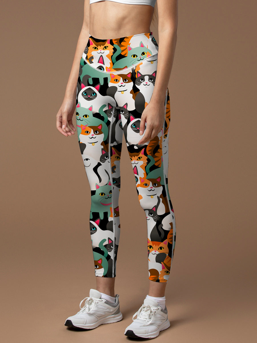 Animal funny cartoon colorful cats leggings