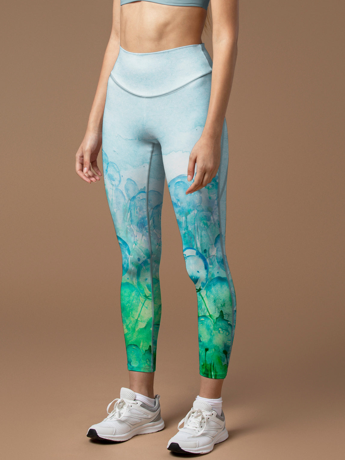 Botanical watercolor woods green leggings