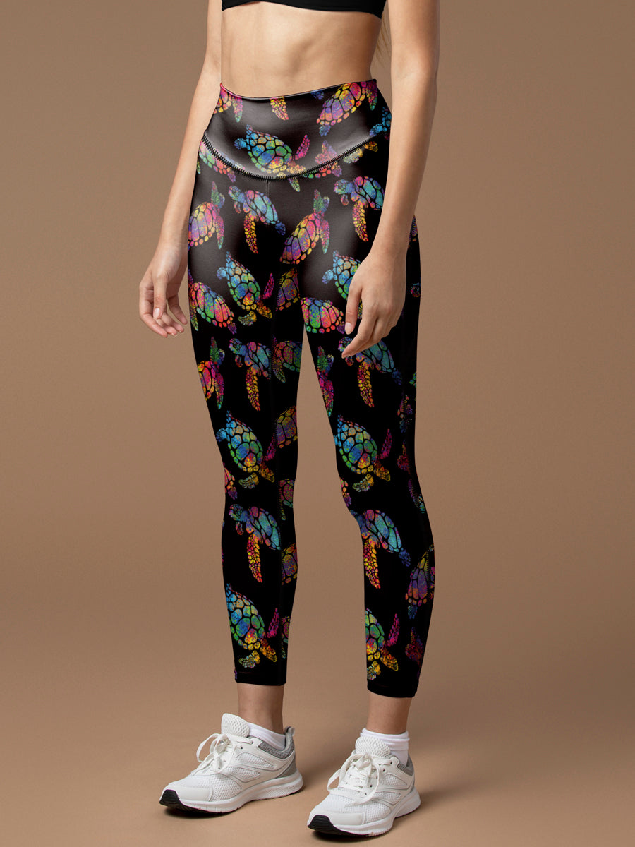 Ocean turtle colorful shining leggings