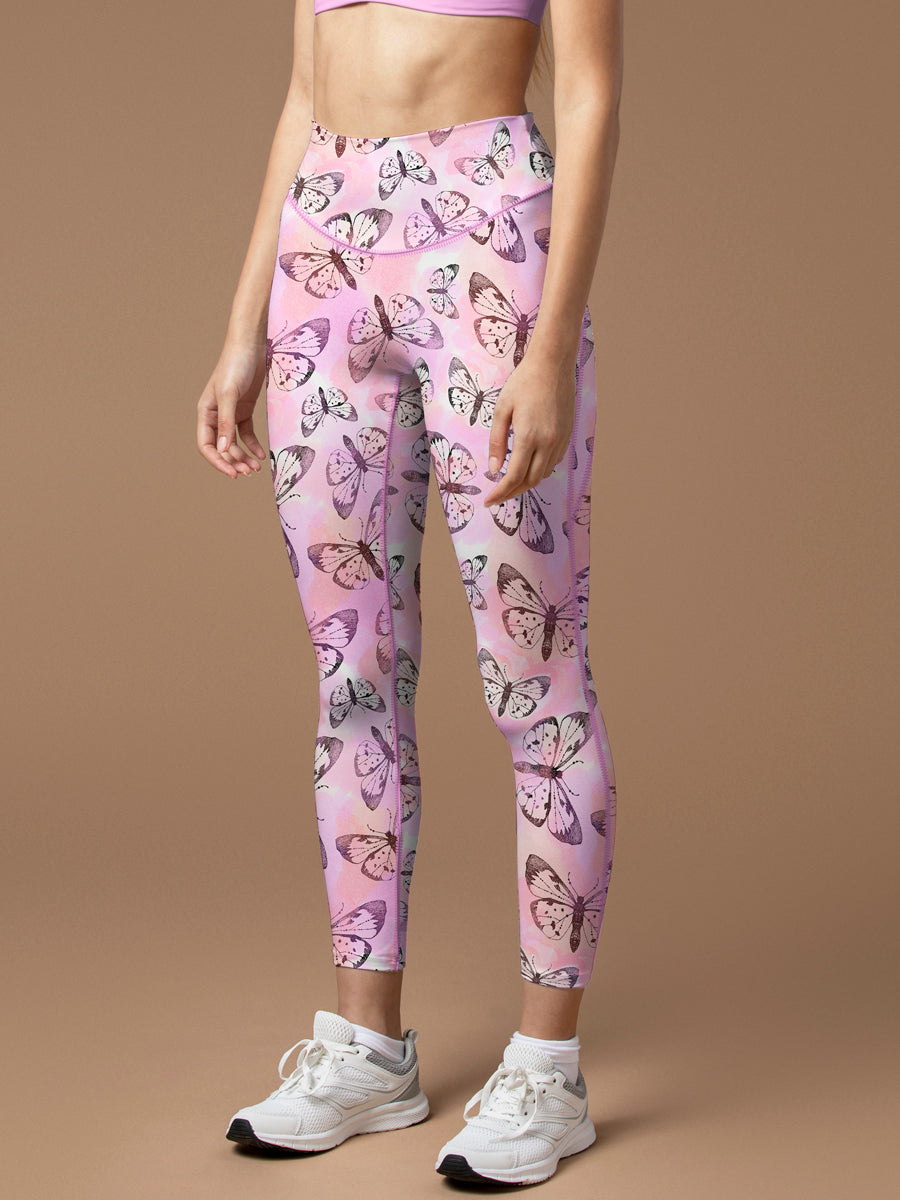 Animal butterfly pink purple leggings