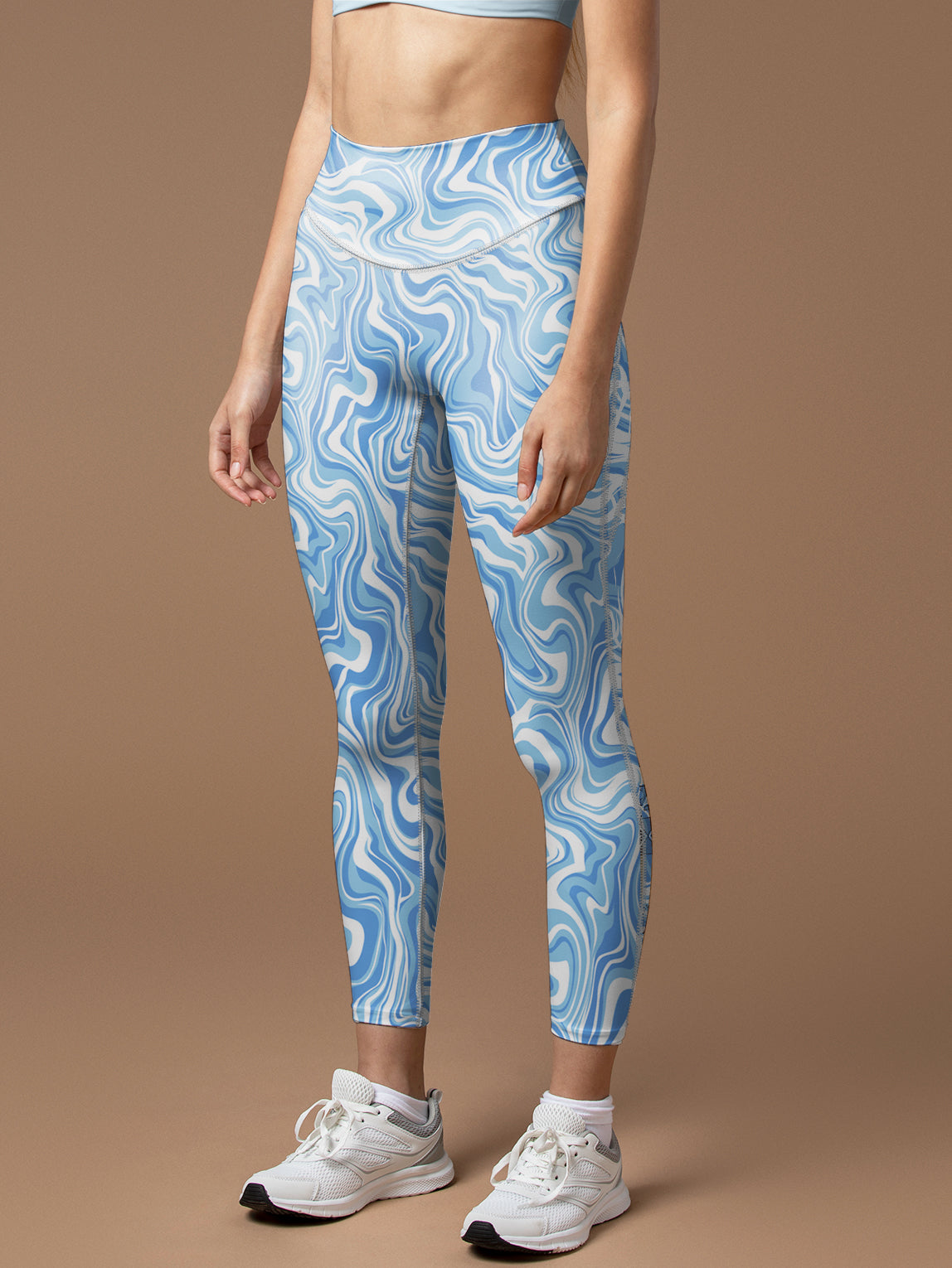 Liquid blue swirl water ripple leggings