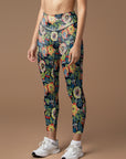 Flowers hand drawn colorful wildflower leggings