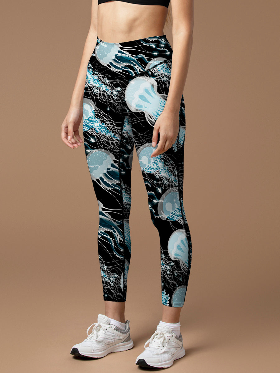 Ocean fantasy glowing jellyfish leggings