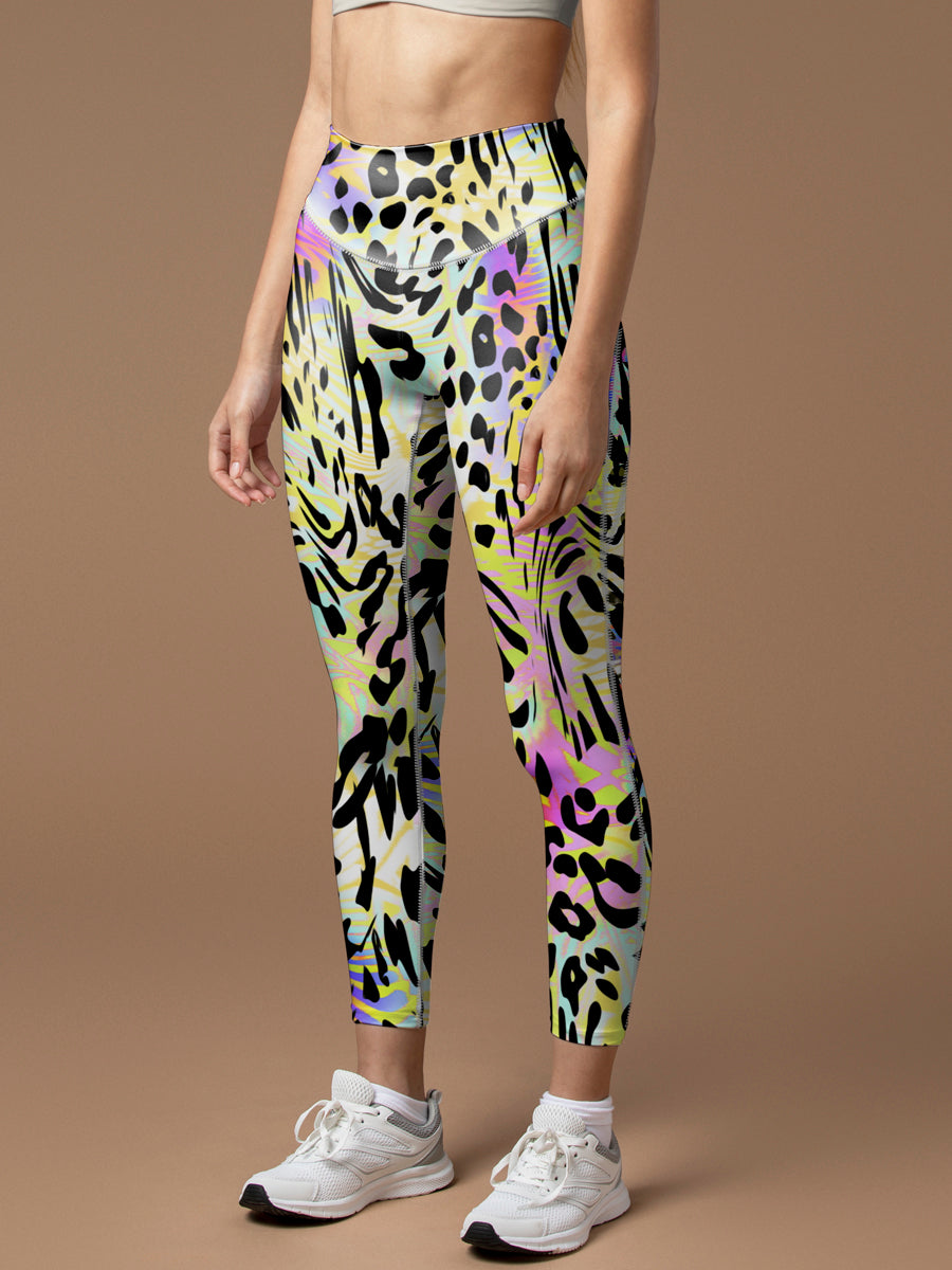 Animal leopard print colorful psychedelic leggings