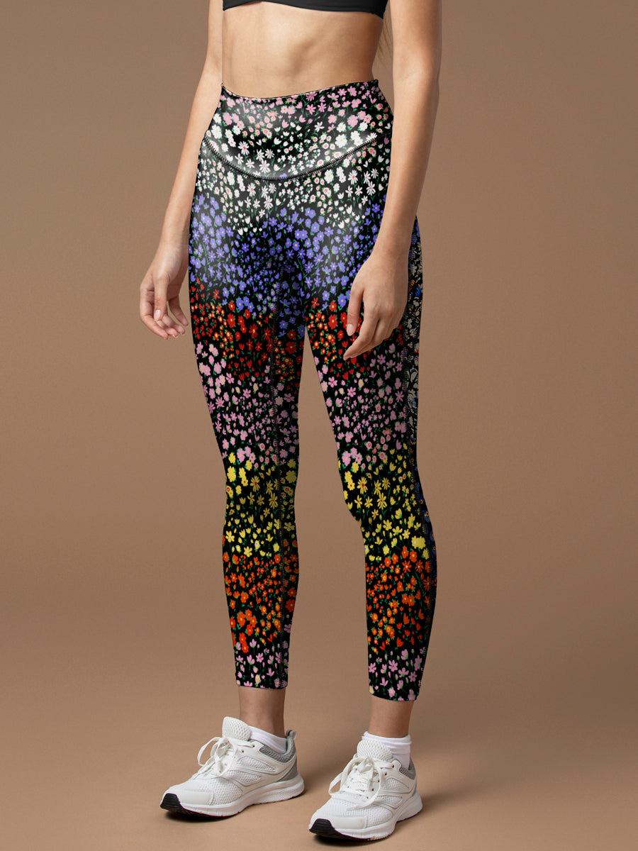 Flower colorful ditsy floral patchwork leggings