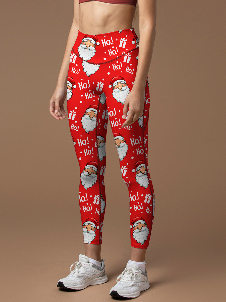 Christmas head santa claus leggings
