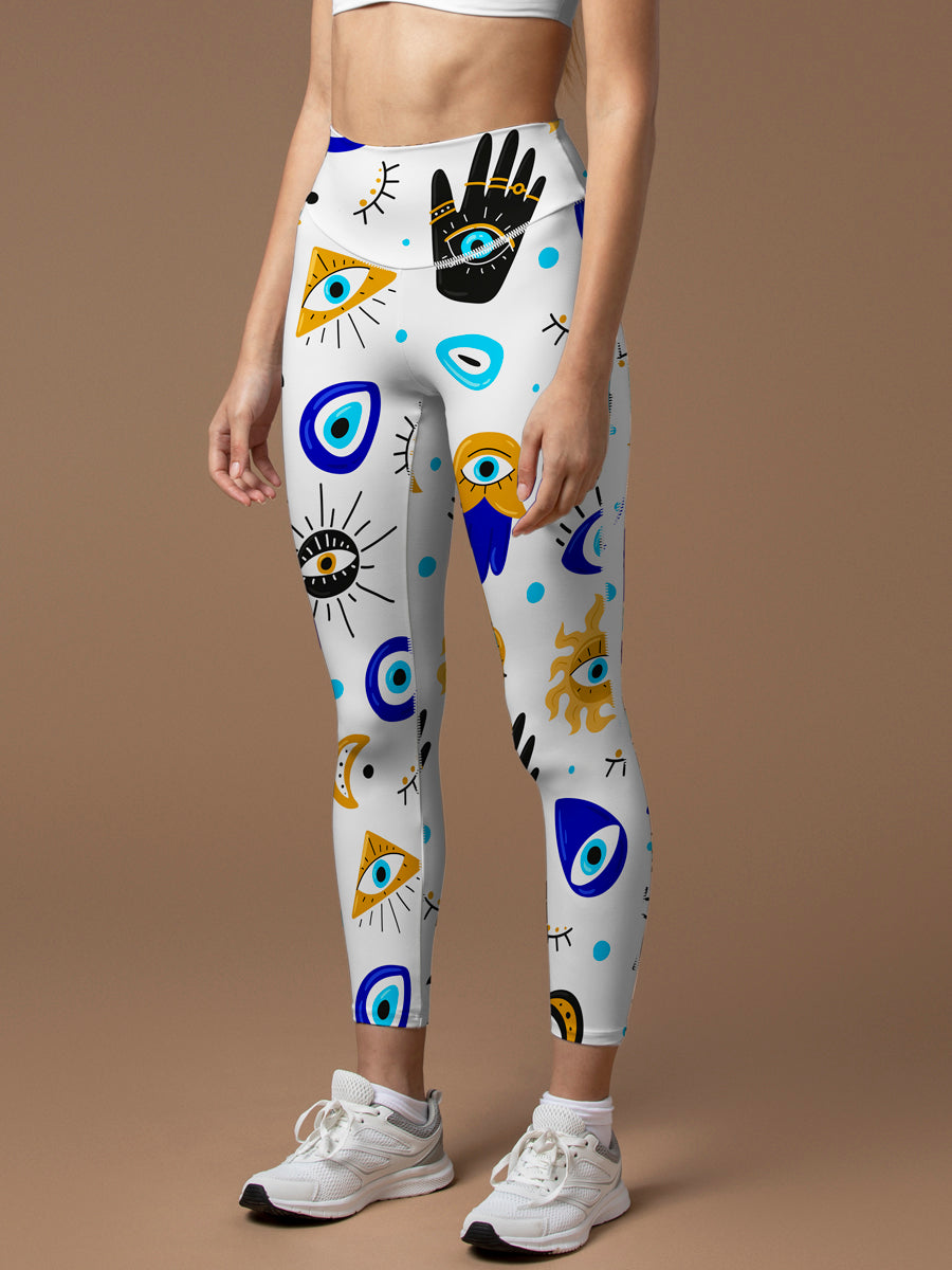 Evil eye print design leggings