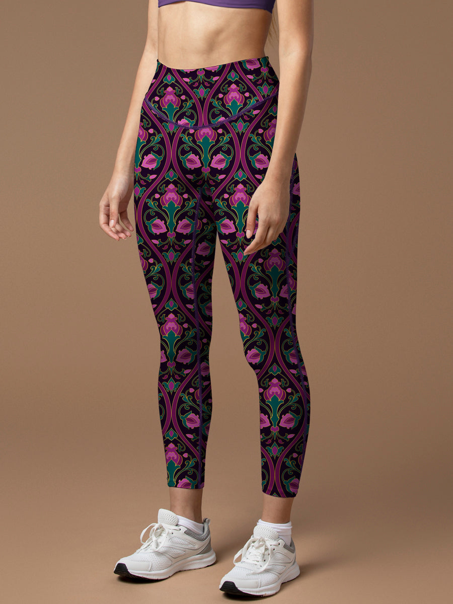 Purple ethnic print design leggings