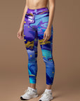 Tie dye water ripple gilt blue and purple leggings