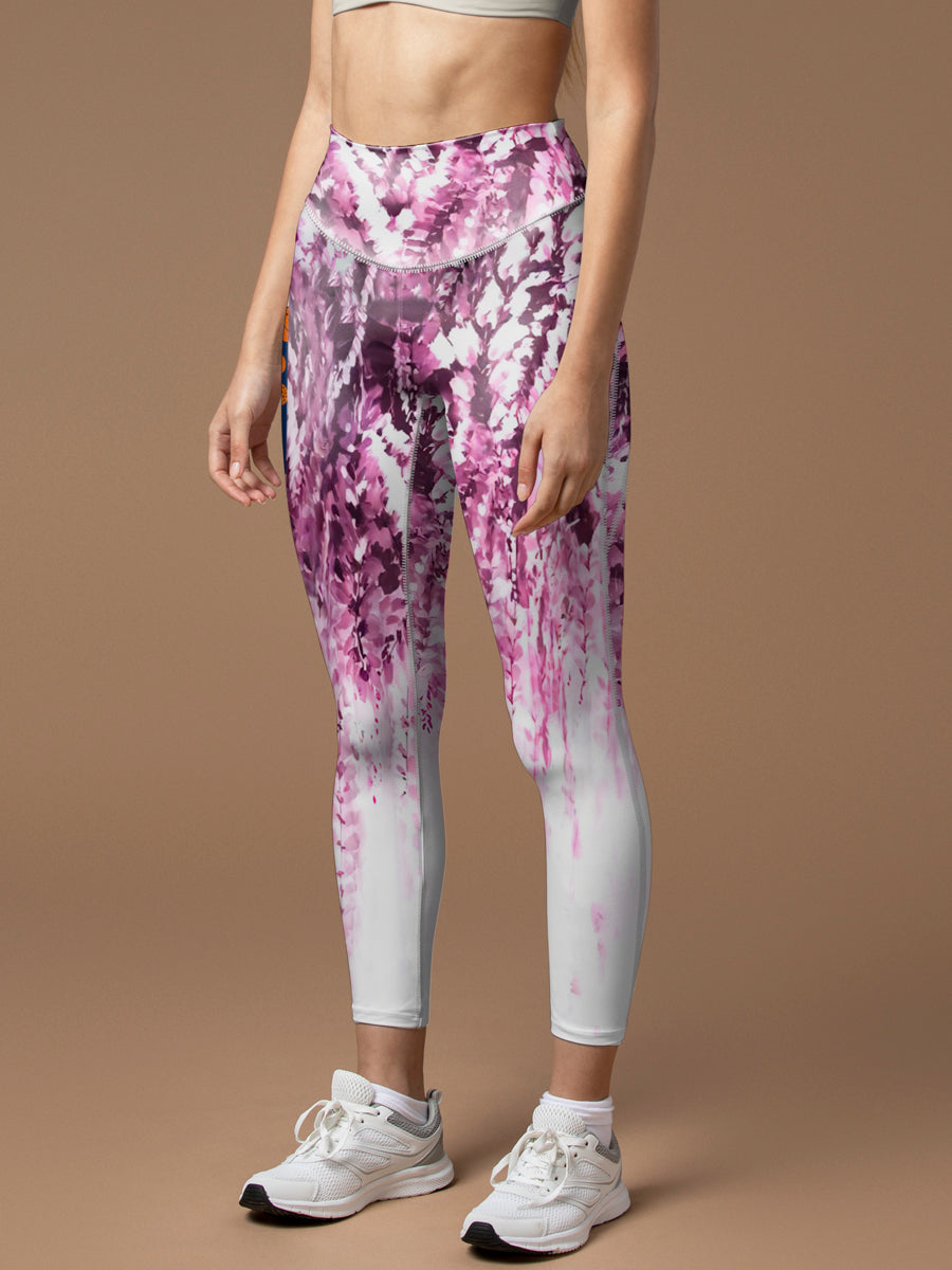 Flower watercolor purple wisteria leggings
