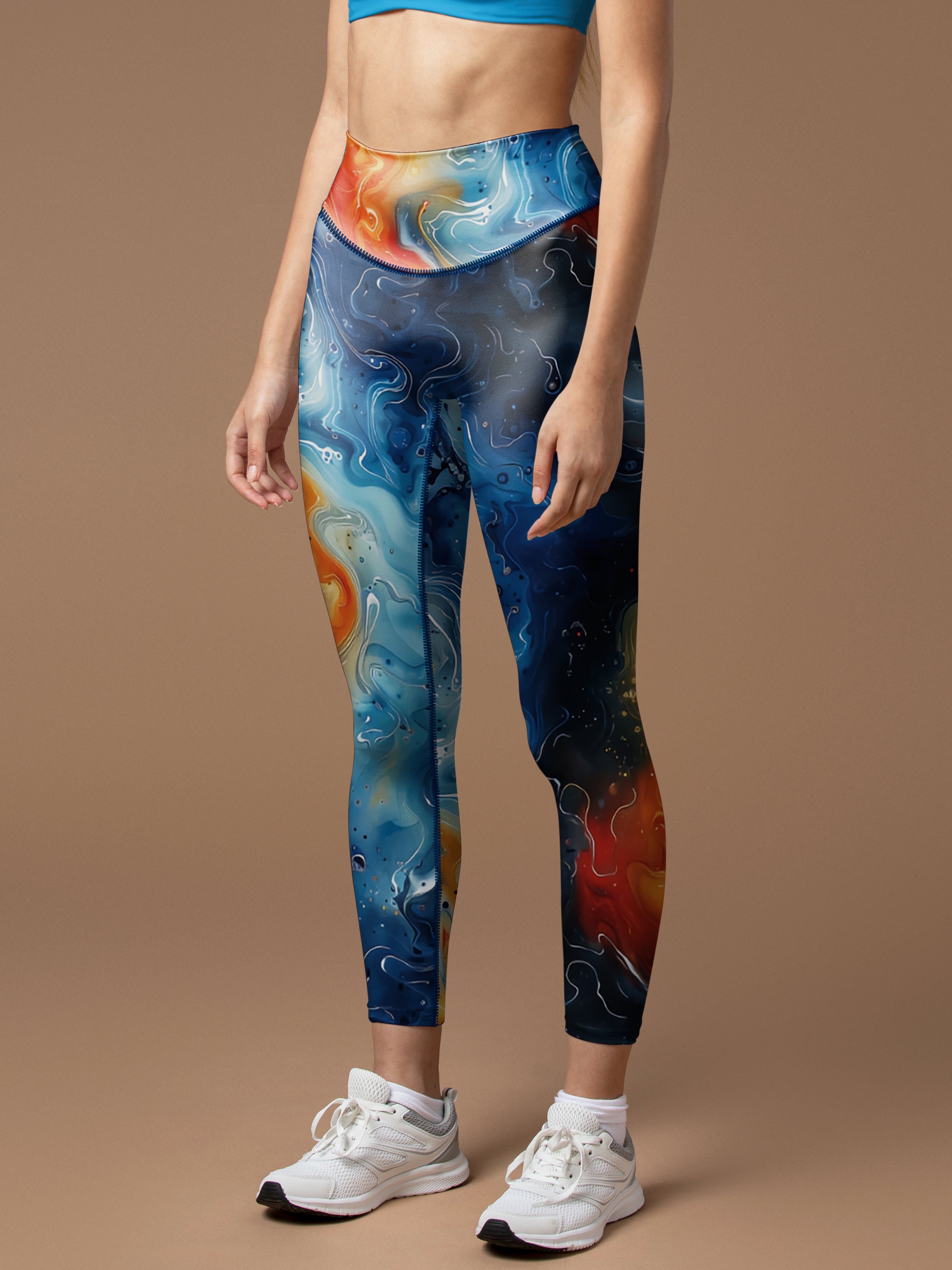 Liquid abstract colorful water ripples leggings