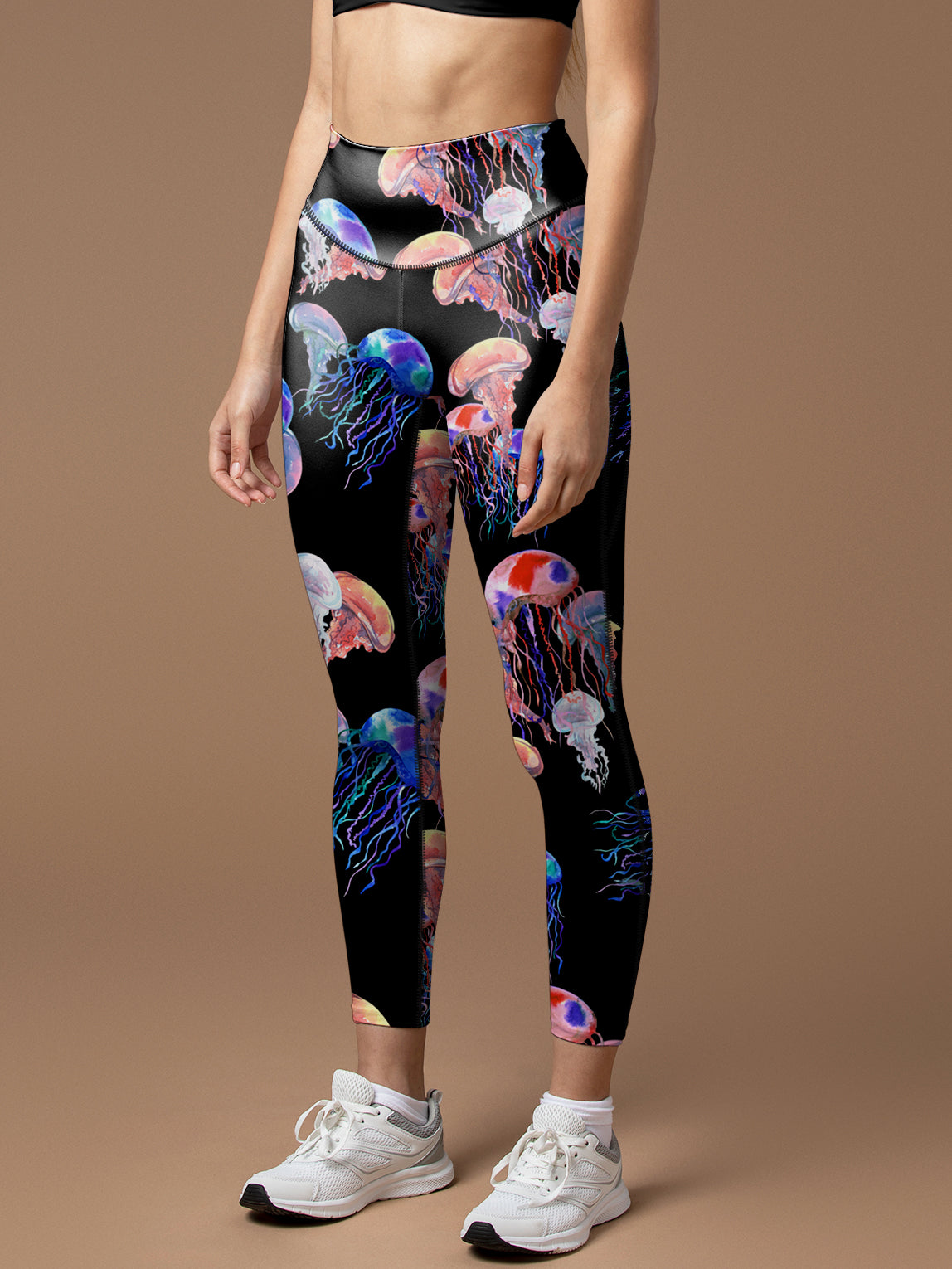 Ocean neon colored jellyfish leggings