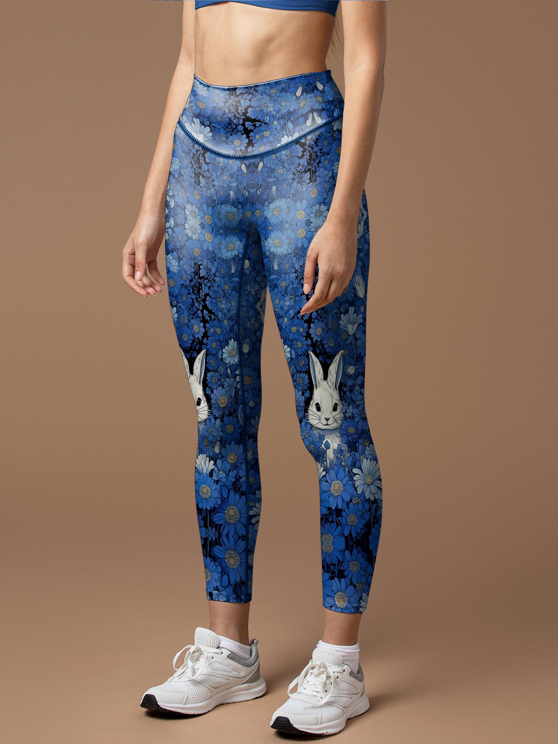 Animal rabbit in field of flowers leggings