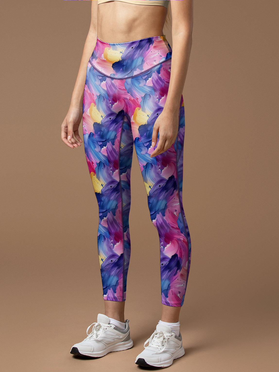 Abstract colorful oil paint smear texture leggings