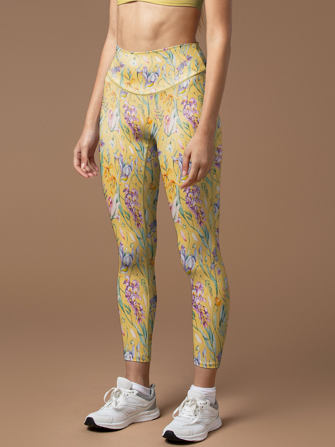 Watercolor whimsy meadow wildflowers leggings
