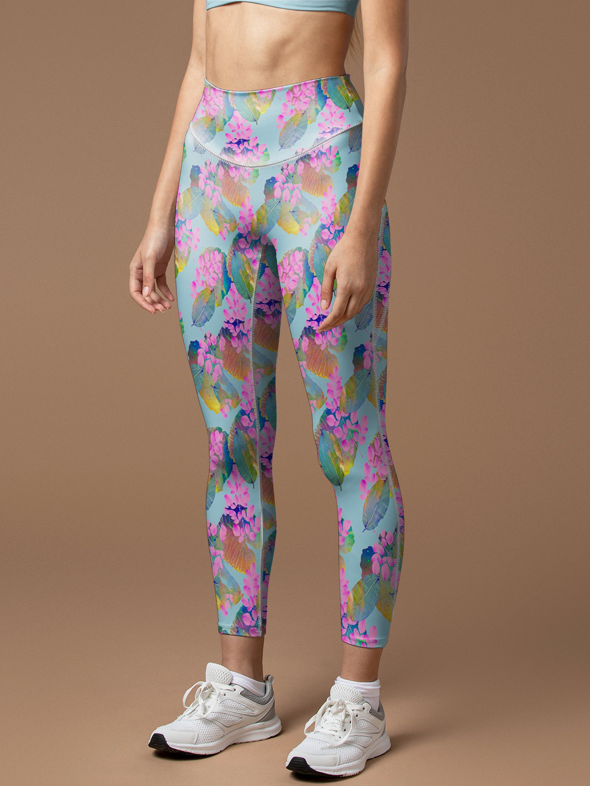 Botanical colorful tropic leaves leggings