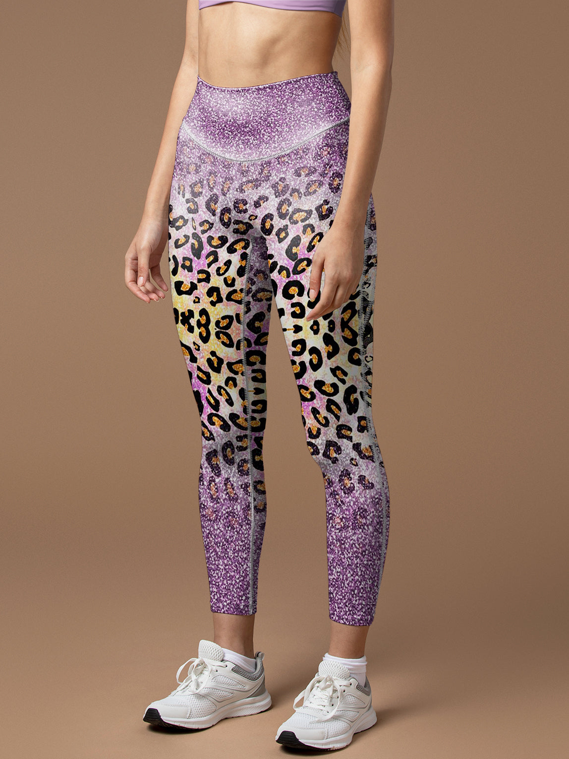 Animal leopard purple glitter leggings