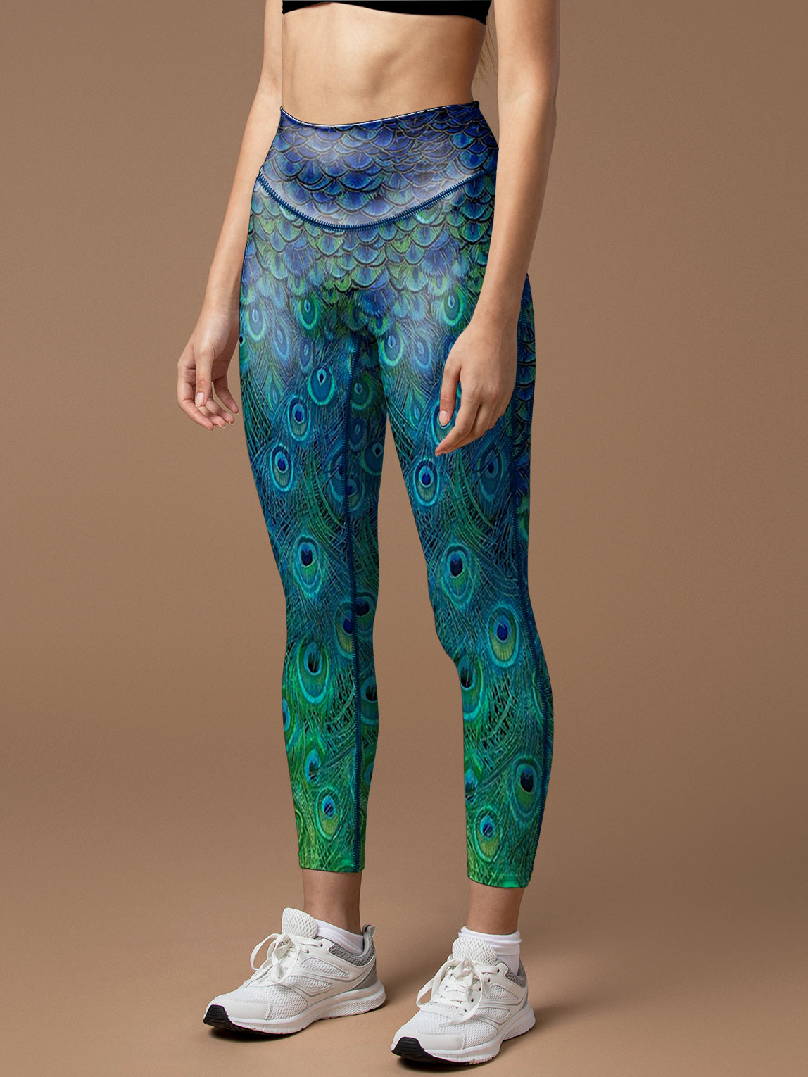 Animal blooming peacock feather leggings