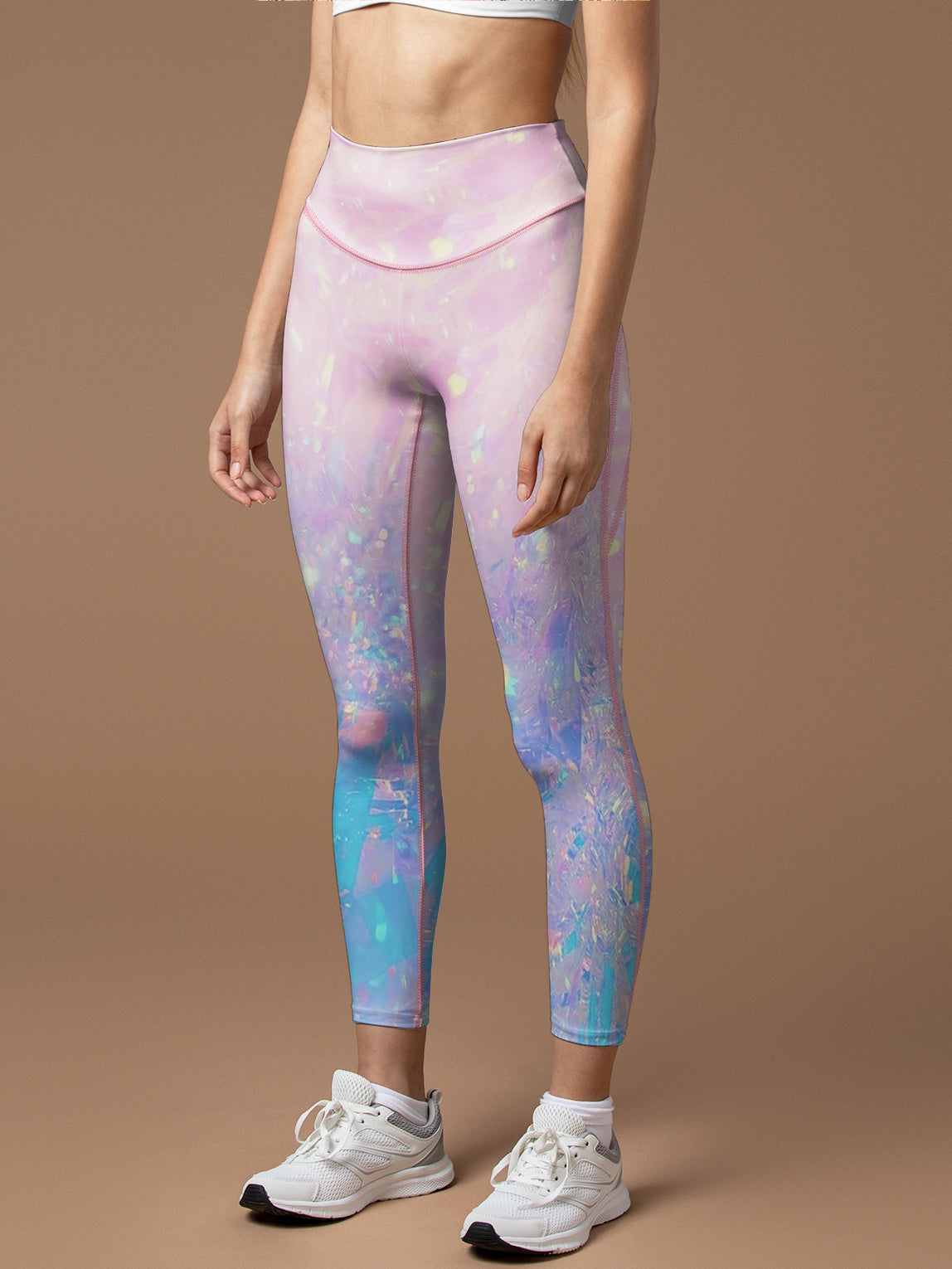 Rainbow shiny pink and blue gradient leggings