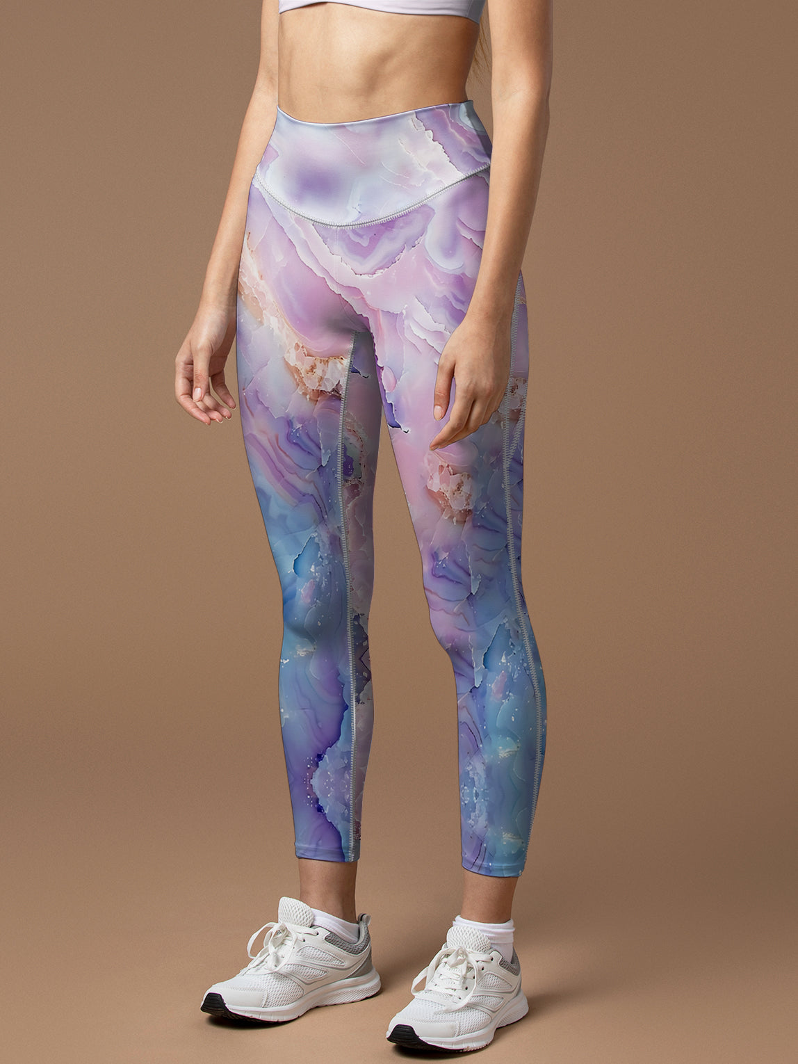 Abstract purple marble texture leggings