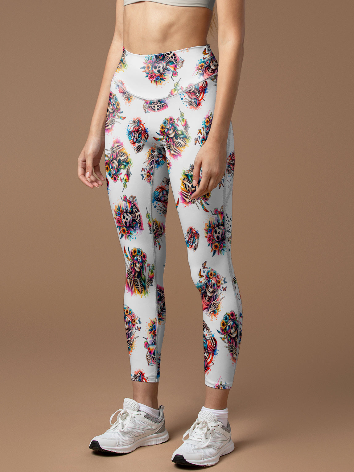 Skull with flowers and butterfly leggings