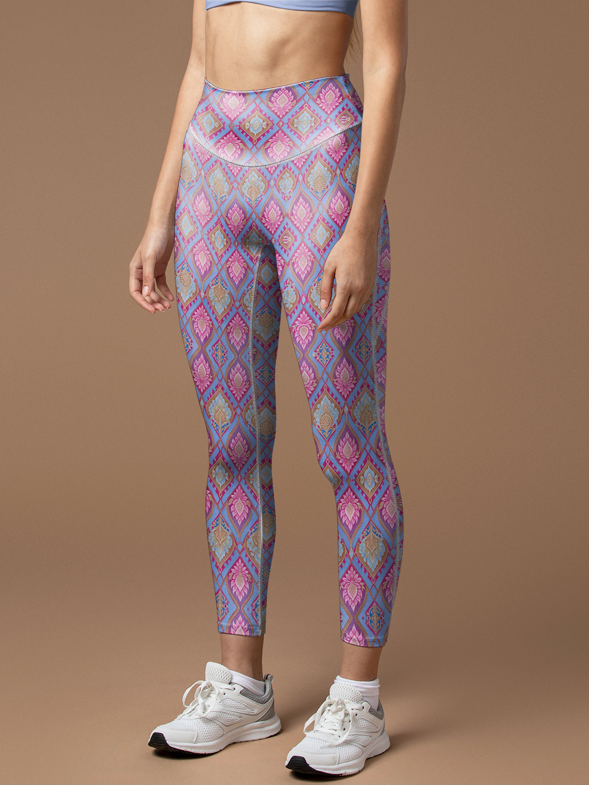 Thai traditional art seamless pattern purple leggings