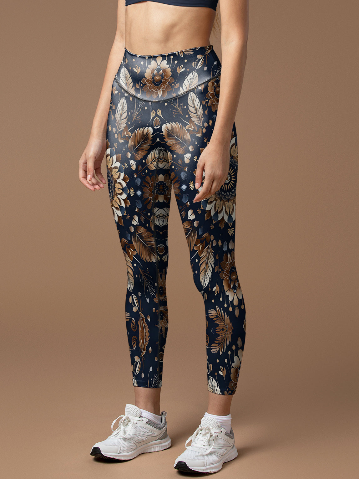 Vintage baroque floral feather ornament leggings