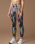 Colorful and playful abstract gouache forest illustration leggings