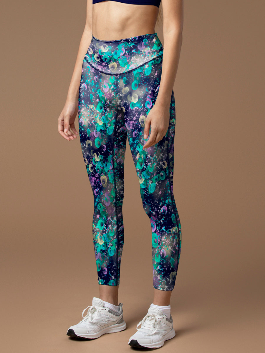Abstract colorful gouache round bubbles leggings