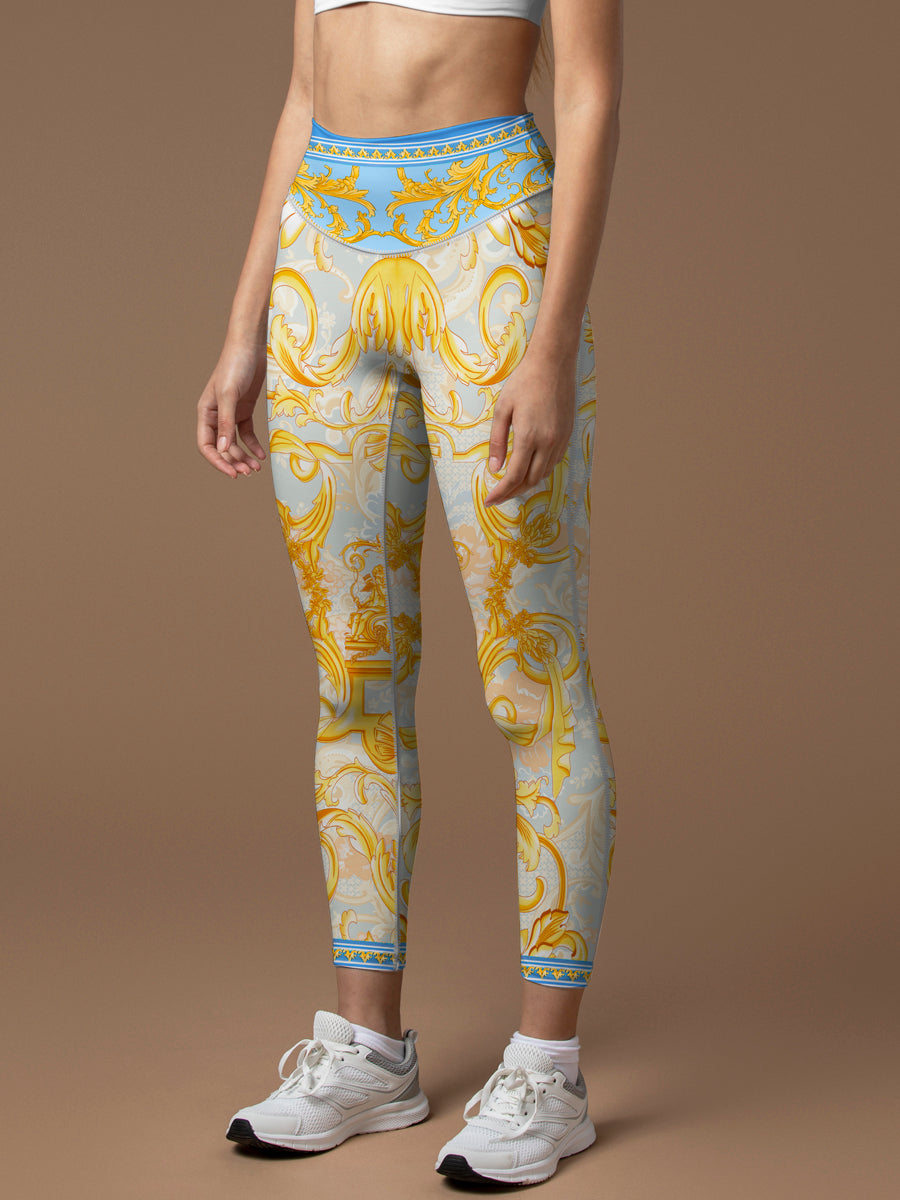 European palace golden pattern mural leggings