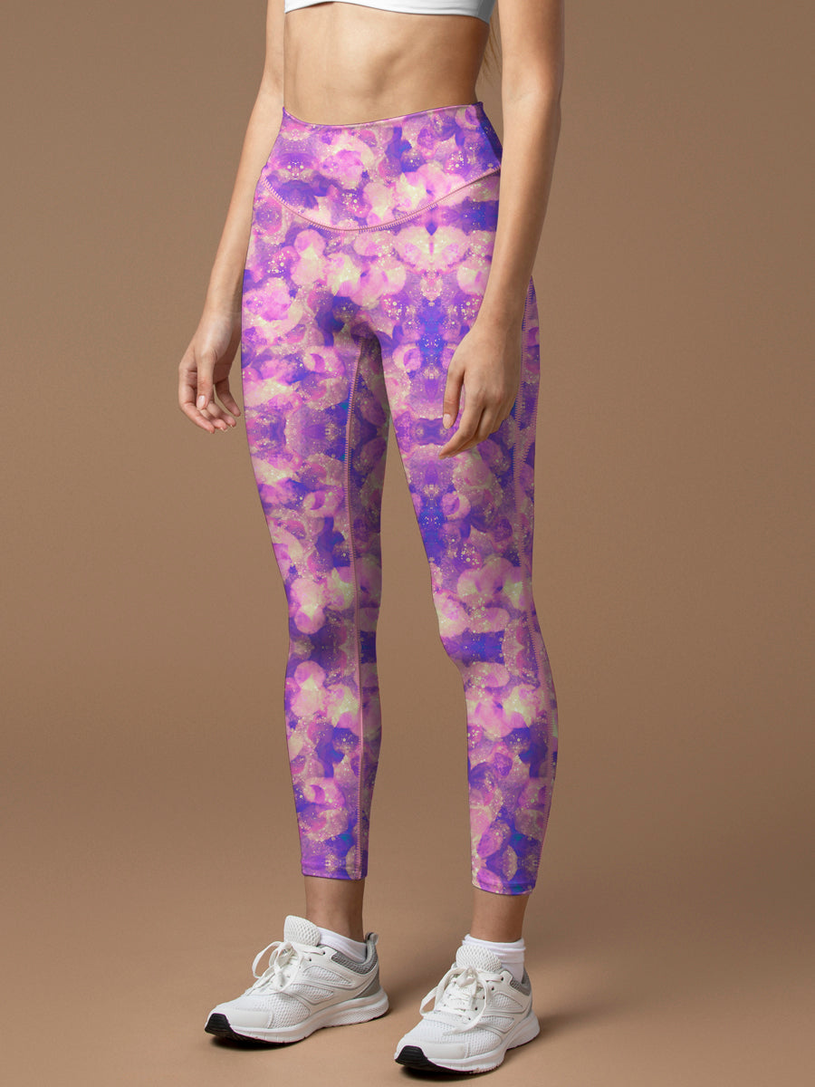 Abstract purple graffiti sequin leggings