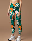 Botanical monstera leaf flower leggings