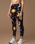 Star moon galaxy design leggings
