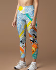 Botanical forest racecourse print yoga leggings
