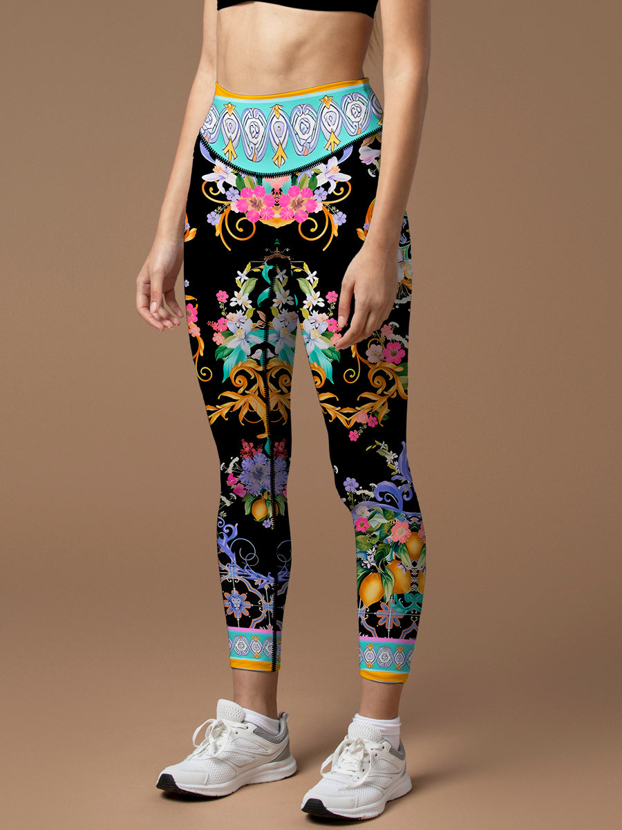 Retro flower metal decoration leggings