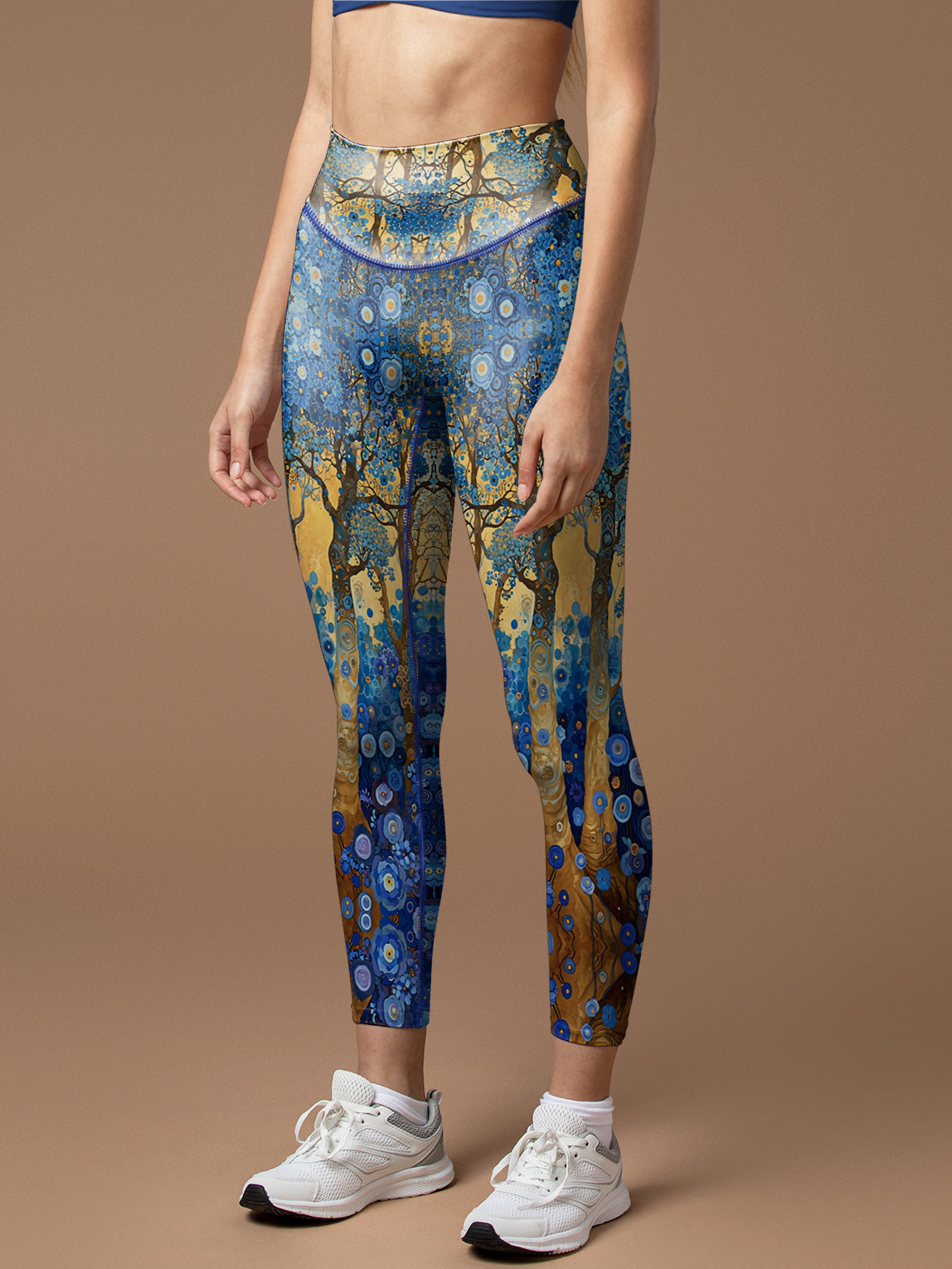 Amber blue arctic forest with flowers leggings