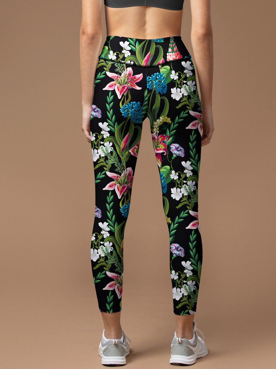 Flowers lilies and morning glory leggings