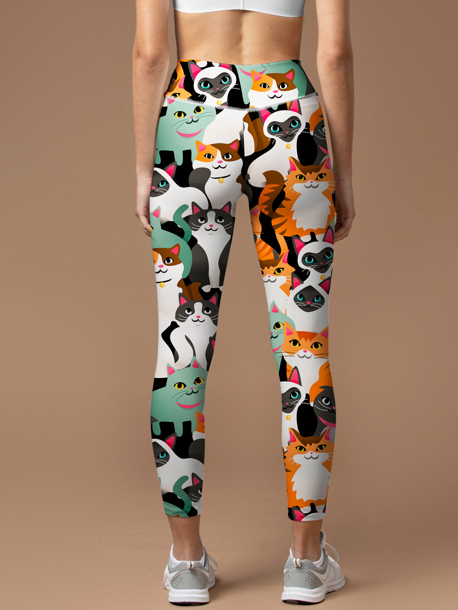 Animal funny cartoon colorful cats leggings