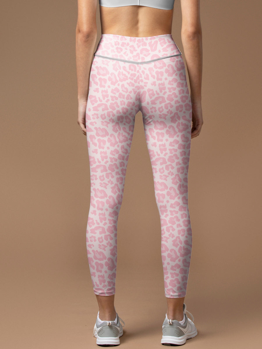 Animal pink leopard print high waisted leggings