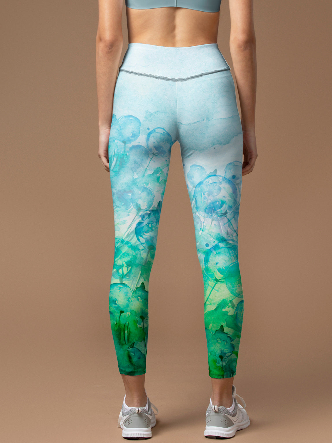 Botanical watercolor woods green leggings