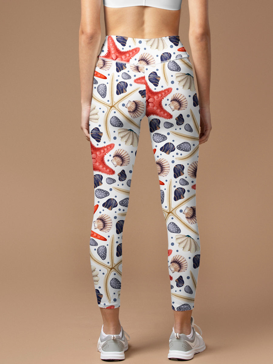 CREAMY™ retro seashell starfish waistband leggings