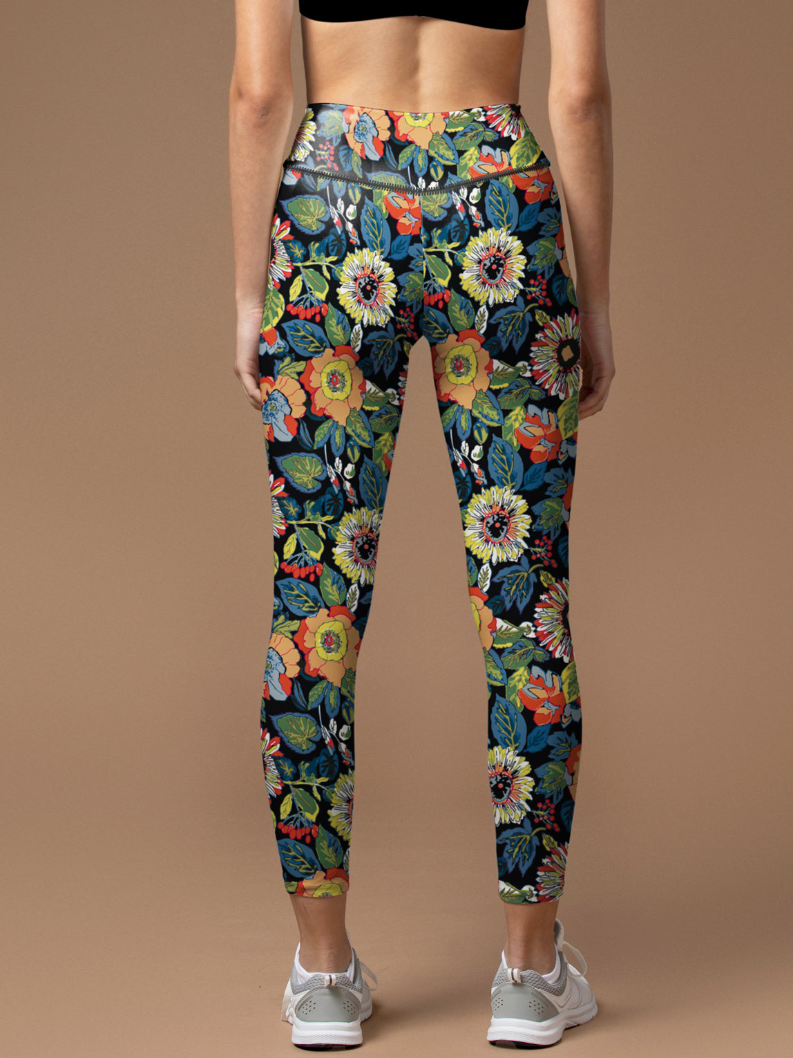 Flowers hand drawn colorful wildflower leggings