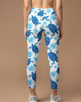 Ocean turtle blue pearl shell leggings