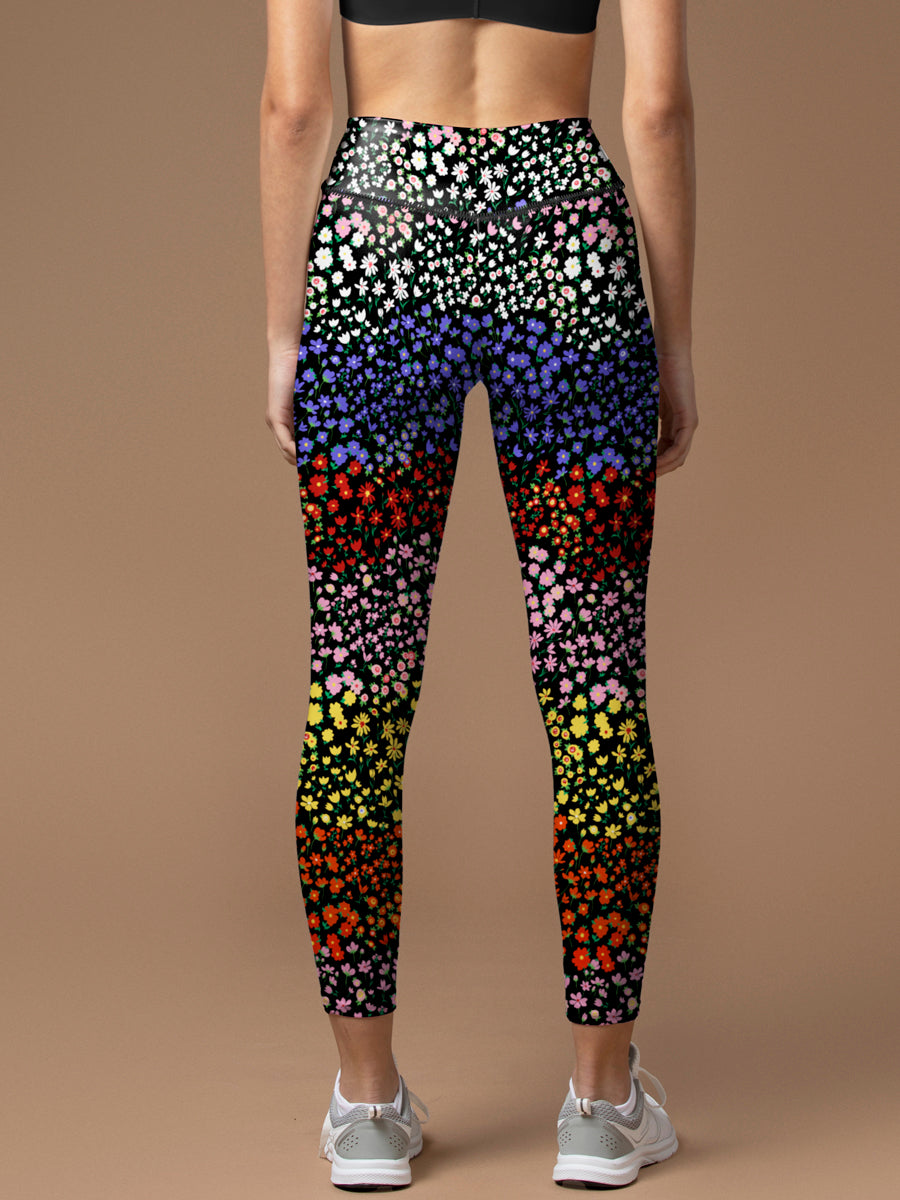 Flower colorful ditsy floral patchwork leggings
