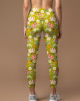 Flower white nude pastel colors watercolor floral leggings