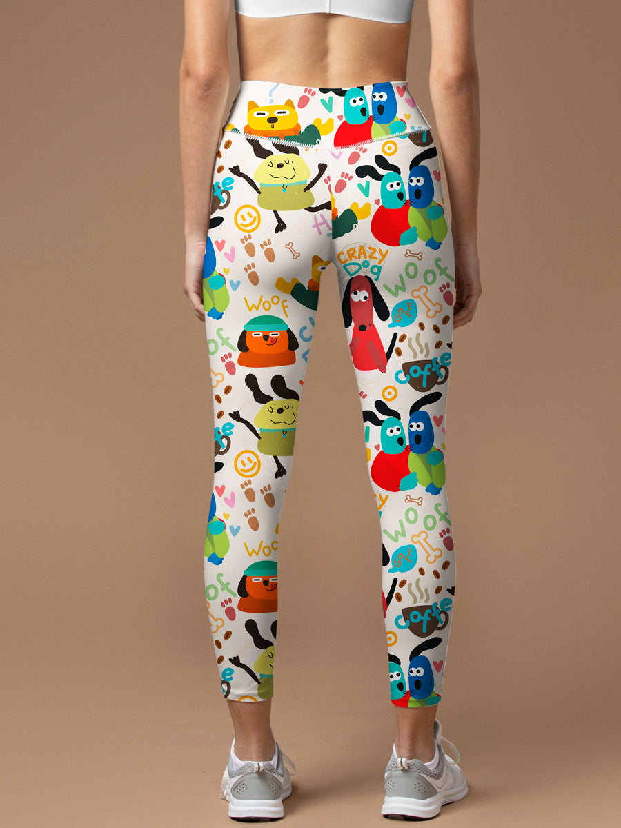Animal cartoon crazy dog letters leggings
