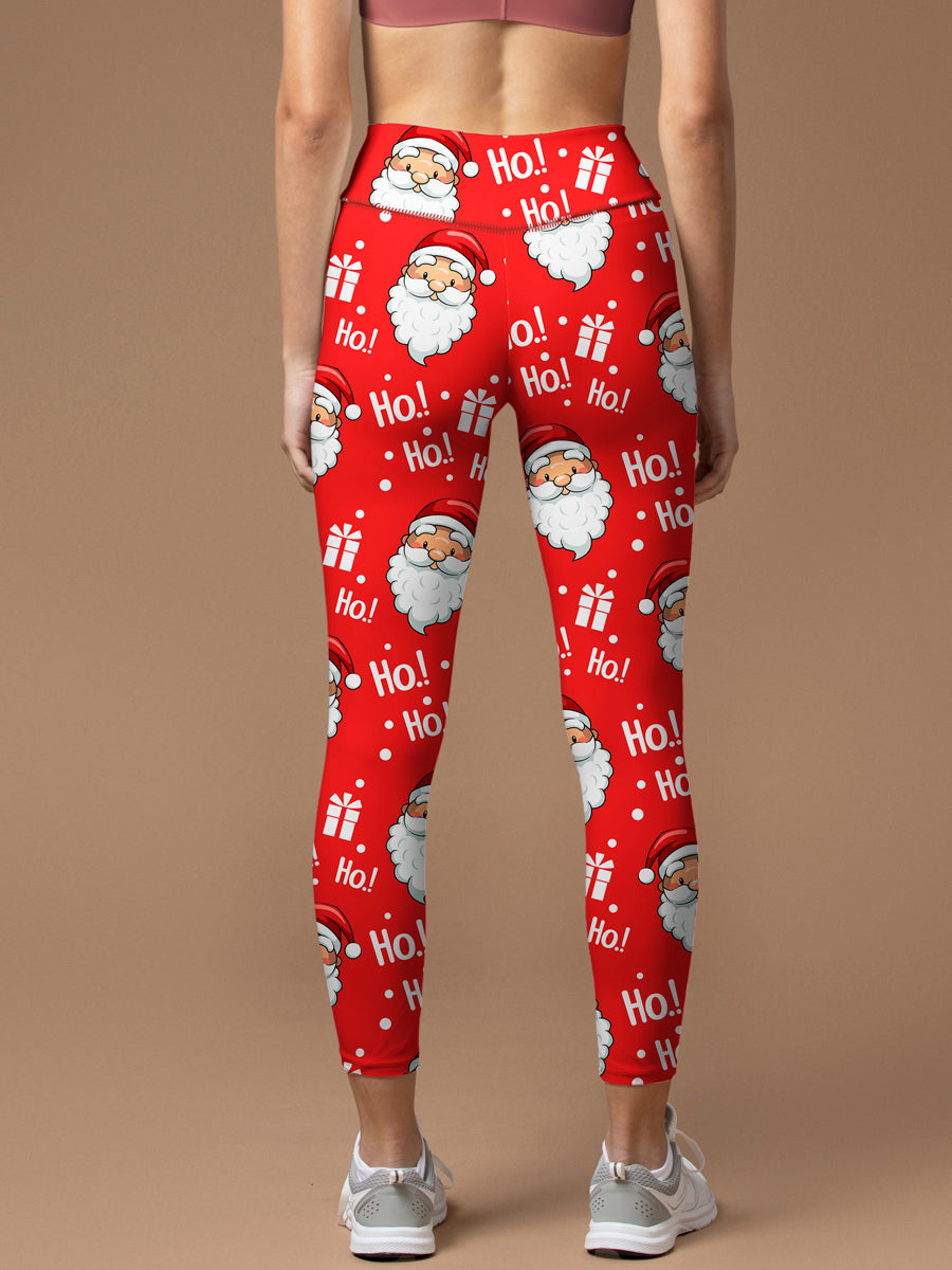 Christmas head santa claus leggings