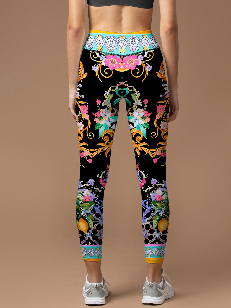 Retro flower metal decoration leggings
