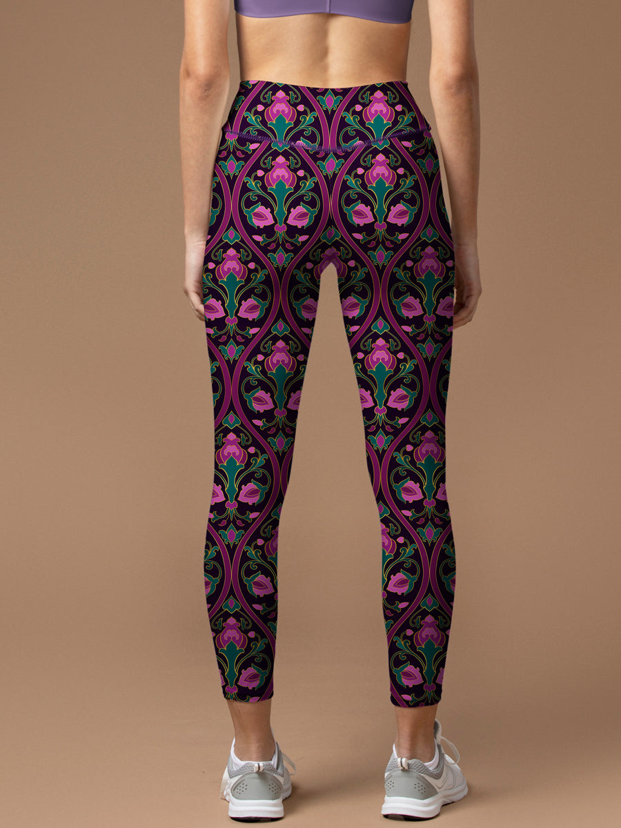 Purple ethnic print design leggings
