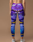 Tie dye water ripple gilt blue and purple leggings